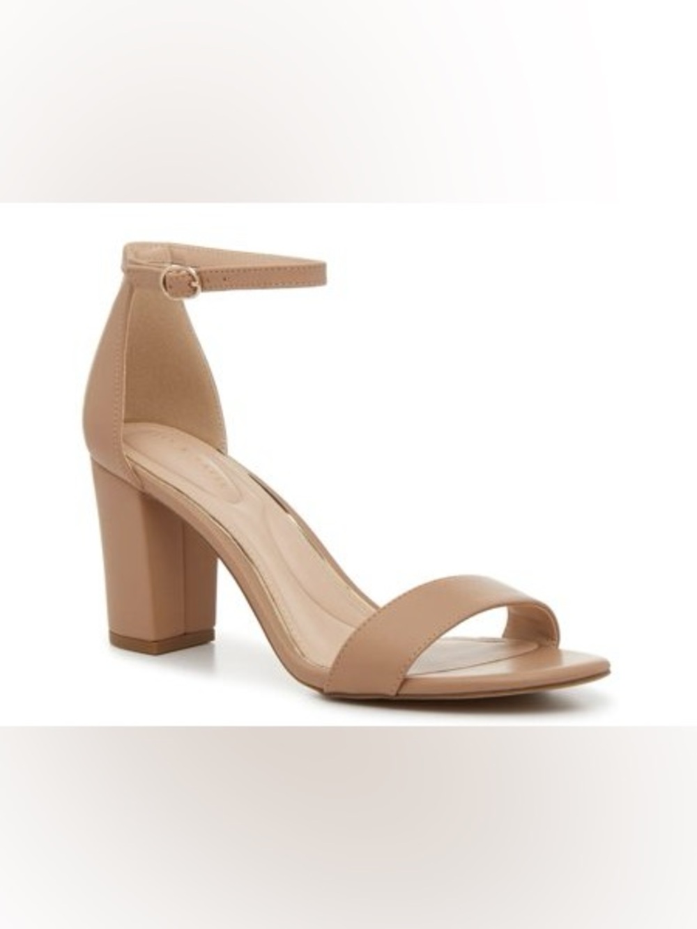 Classic Nude Ankle-Strap Block Heel Sandal - Women